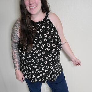 Torrid Black and Tan Leopard Print Women's Tank Top 1X Plus